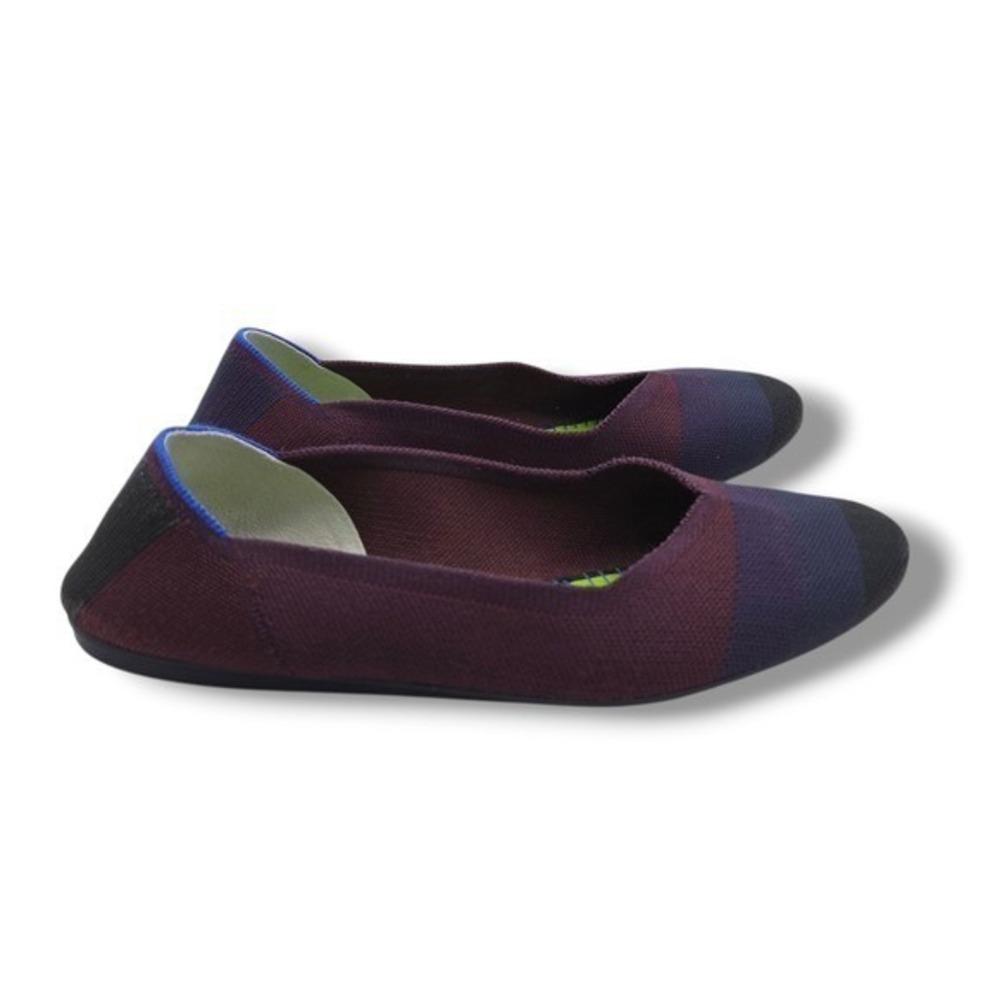 Rothys The Flat Women 11 Blackberry Captoe Ombre Stripe Colorblock Slip On Round